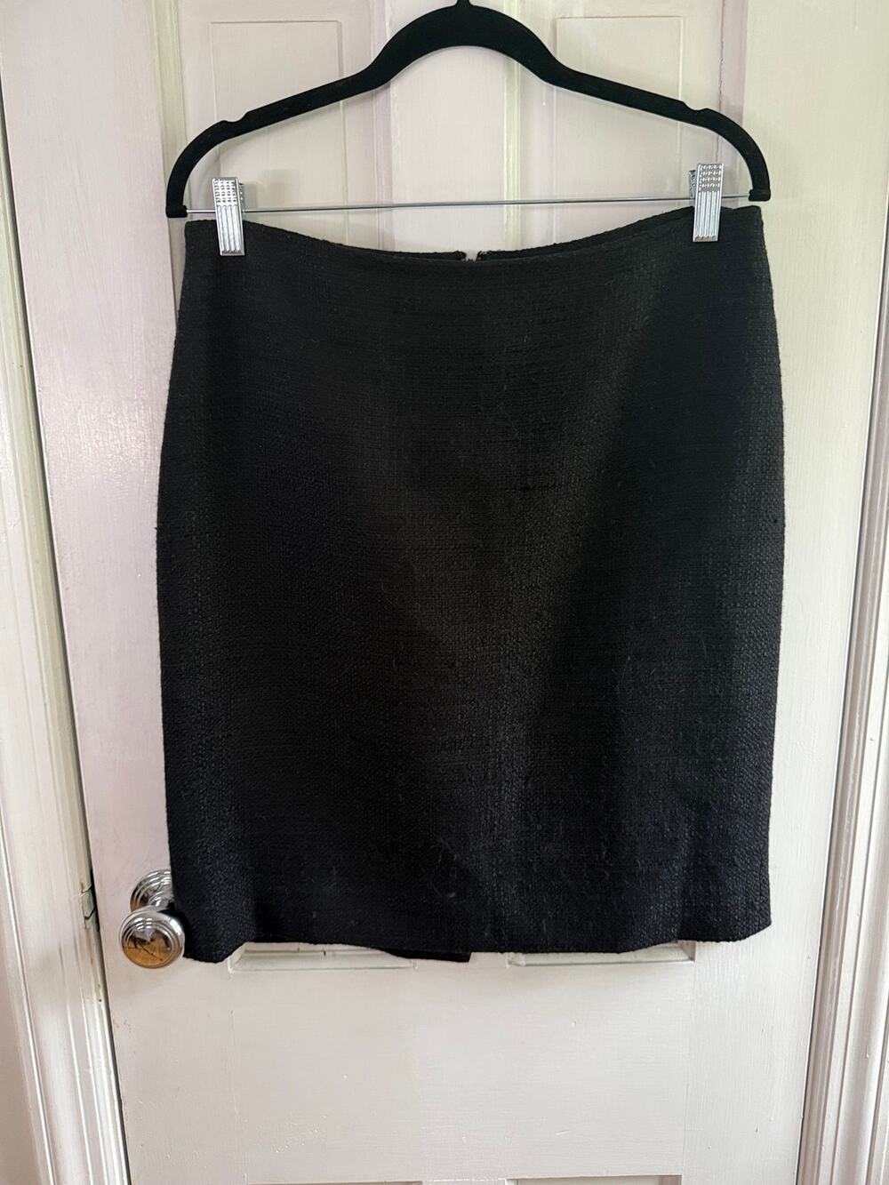 Theory Frieda C Tweed Pencil Skirt Black Size 6 Wool Blend Cotton Office EUC